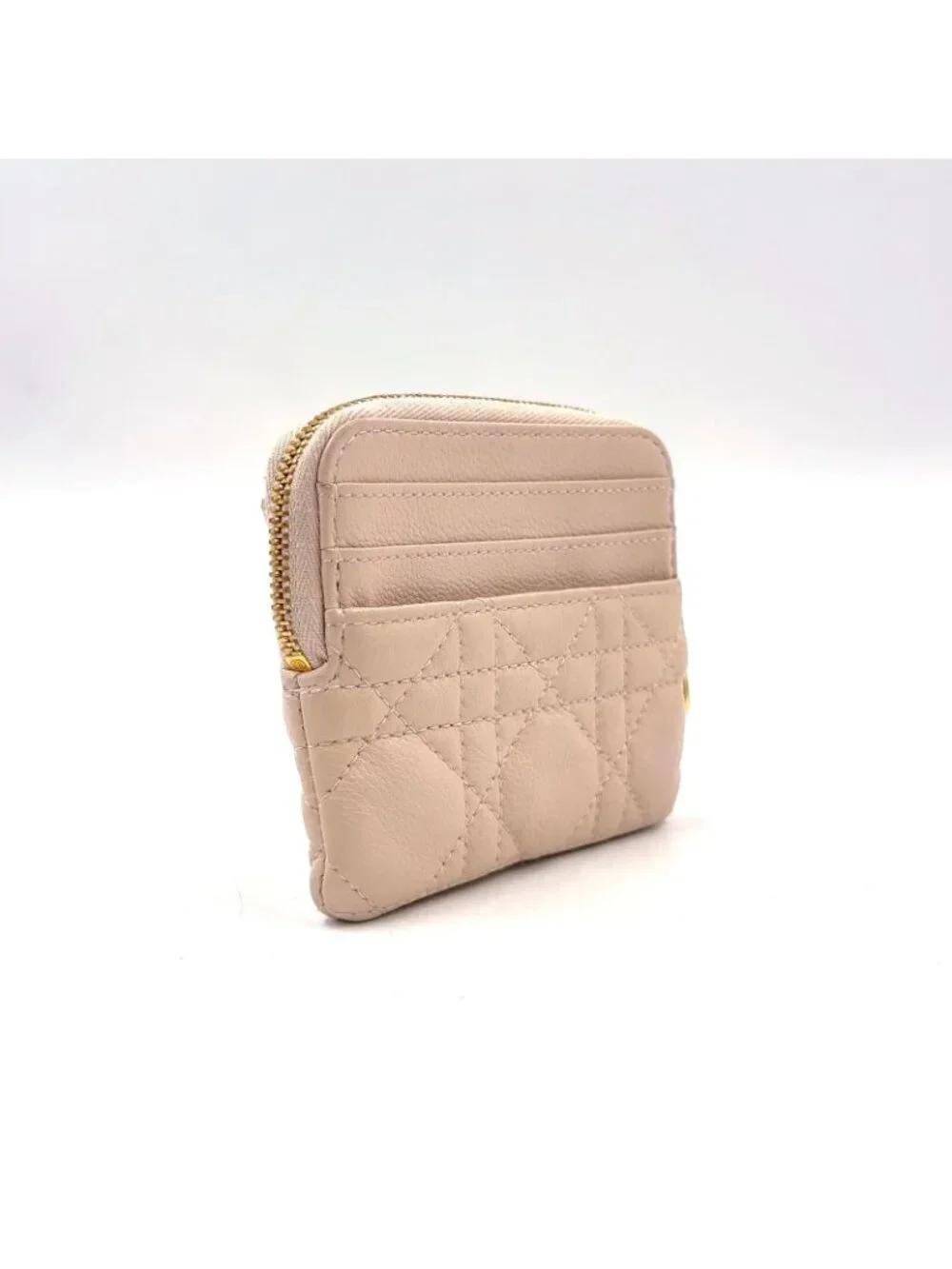Dior Cannage Leather Light Pink Wallet Gold